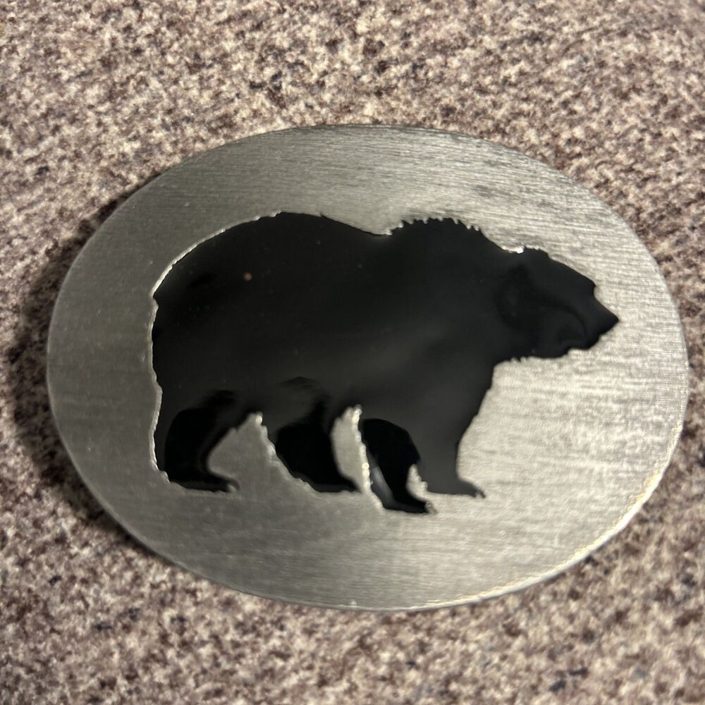 Vintage 1992 Siskiyou C-7 Bear Silhouette (Front & Back)  Belt Buckle Pewter USA
